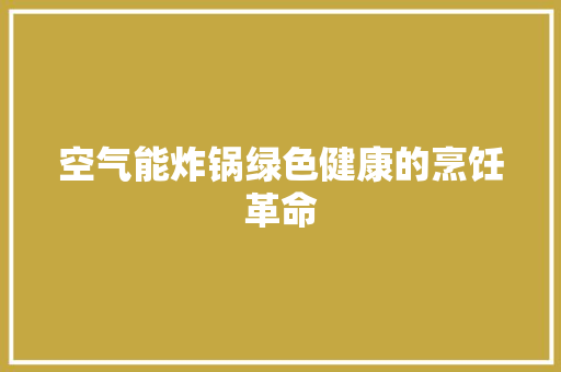 空气能炸锅绿色健康的烹饪革命