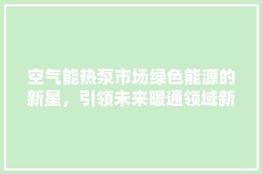 空气能热泵市场绿色能源的新星，引领未来暖通领域新趋势