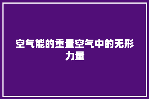 空气能的重量空气中的无形力量 汽车维修