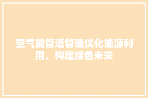 空气能管道管理优化能源利用，构建绿色未来