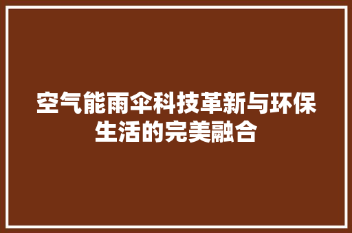 空气能雨伞科技革新与环保生活的完美融合