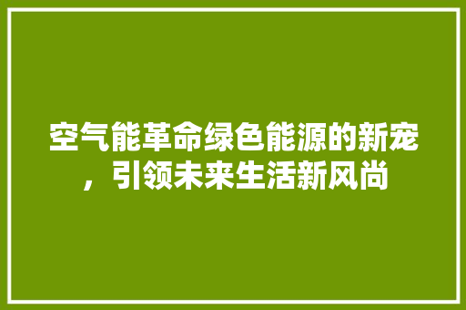 空气能革命绿色能源的新宠，引领未来生活新风尚
