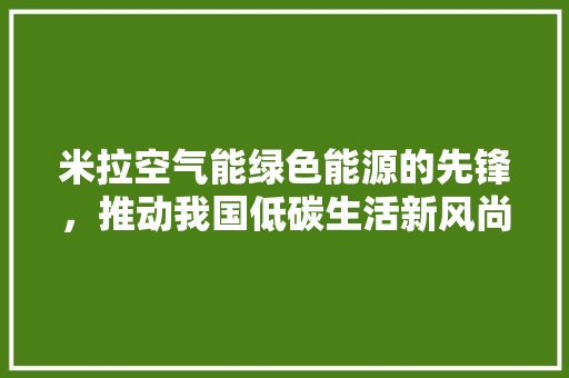 米拉空气能绿色能源的先锋，推动我国低碳生活新风尚