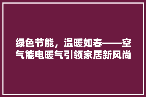绿色节能，温暖如春——空气能电暖气引领家居新风尚