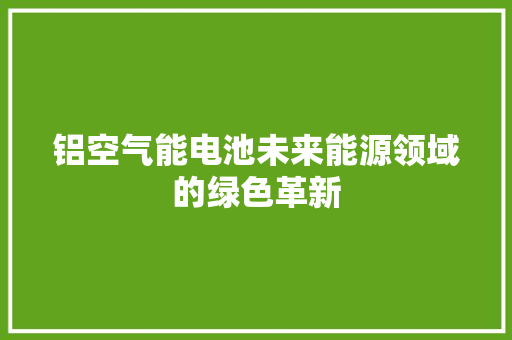 铝空气能电池未来能源领域的绿色革新
