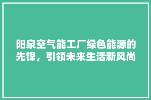 阳泉空气能工厂绿色能源的先锋，引领未来生活新风尚