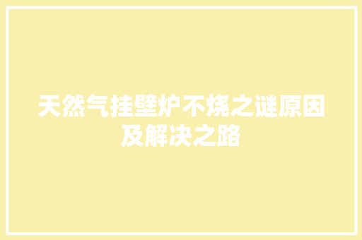 天然气挂壁炉不烧之谜原因及解决之路 综合便民