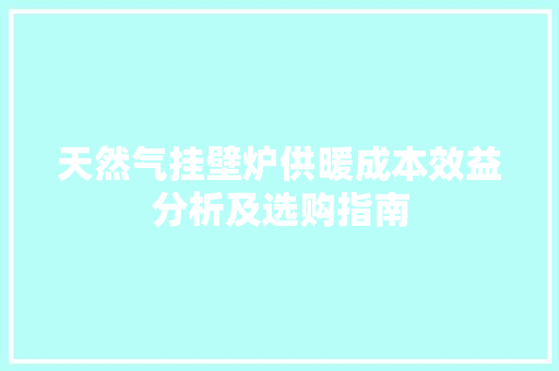 天然气挂壁炉供暖成本效益分析及选购指南 汽车维修