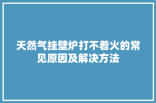 天然气挂壁炉打不着火的常见原因及解决方法 综合便民