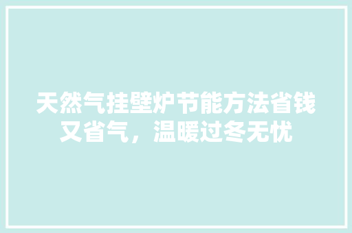 天然气挂壁炉节能方法省钱又省气，温暖过冬无忧