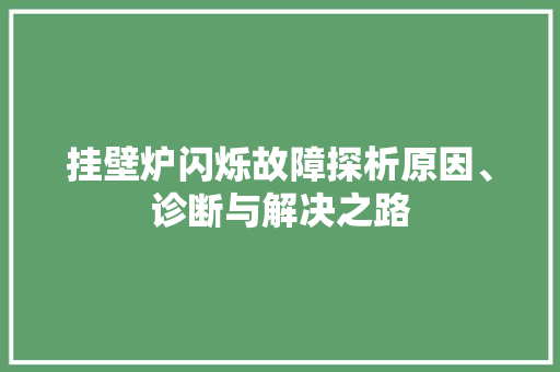 挂壁炉闪烁故障探析原因、诊断与解决之路