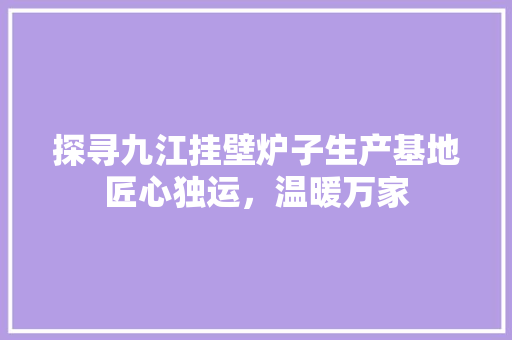 探寻九江挂壁炉子生产基地匠心独运，温暖万家 综合便民