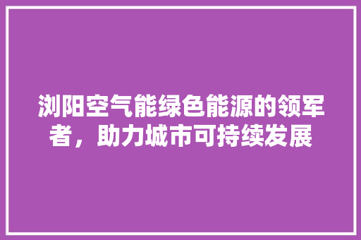 浏阳空气能绿色能源的领军者，助力城市可持续发展