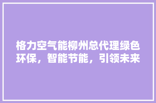 格力空气能柳州总代理绿色环保，智能节能，引领未来家居生活