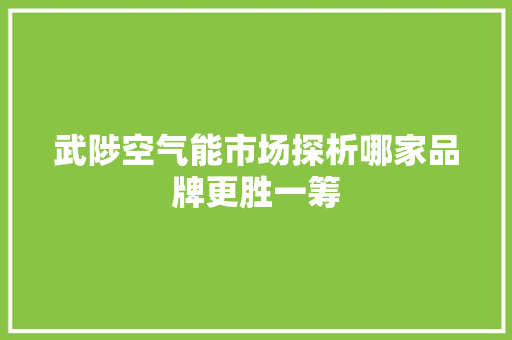武陟空气能市场探析哪家品牌更胜一筹