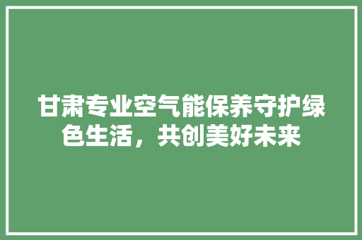 甘肃专业空气能保养守护绿色生活，共创美好未来