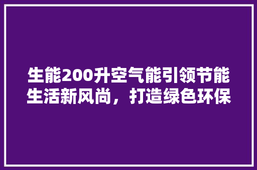 生能200升空气能引领节能生活新风尚，打造绿色环保未来 汽车维修