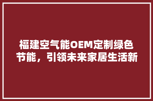 福建空气能OEM定制绿色节能，引领未来家居生活新风尚