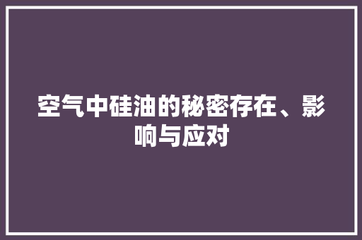 空气中硅油的秘密存在、影响与应对