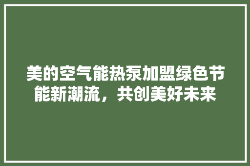 美的空气能热泵加盟绿色节能新潮流，共创美好未来 综合便民