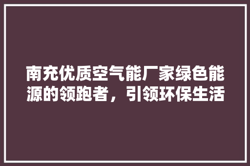 南充优质空气能厂家绿色能源的领跑者，引领环保生活新潮流 厨房维修