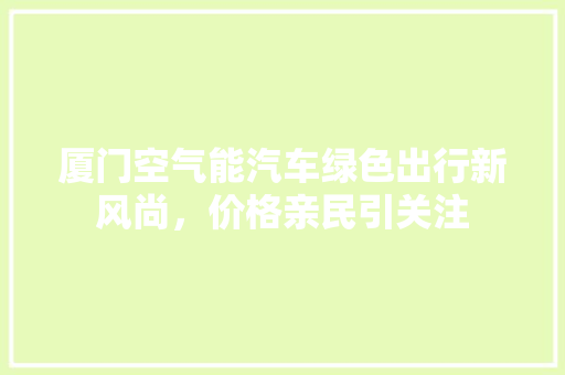 厦门空气能汽车绿色出行新风尚，价格亲民引关注