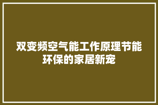 双变频空气能工作原理节能环保的家居新宠