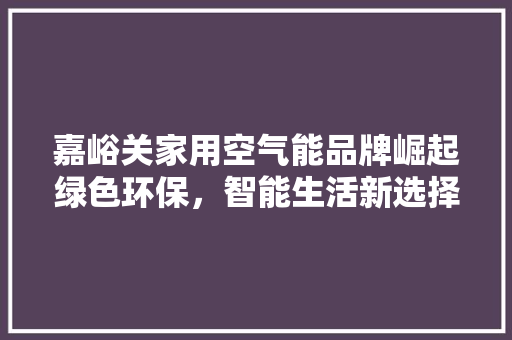 嘉峪关家用空气能品牌崛起绿色环保，智能生活新选择 汽车维修