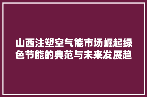 山西注塑空气能市场崛起绿色节能的典范与未来发展趋势