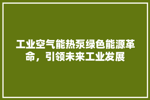 工业空气能热泵绿色能源革命，引领未来工业发展