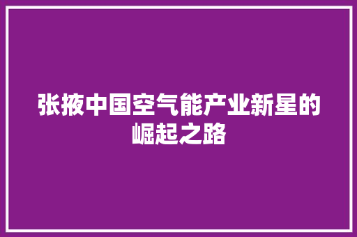 张掖中国空气能产业新星的崛起之路