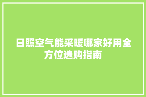 日照空气能采暖哪家好用全方位选购指南 厨房维修