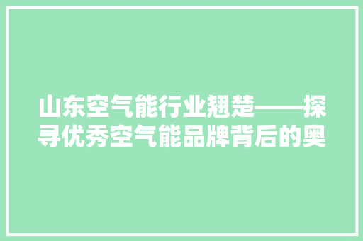 山东空气能行业翘楚——探寻优秀空气能品牌背后的奥秘 厨房维修