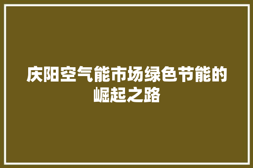 庆阳空气能市场绿色节能的崛起之路