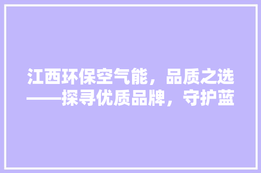 江西环保空气能，品质之选——探寻优质品牌，守护蓝天白云