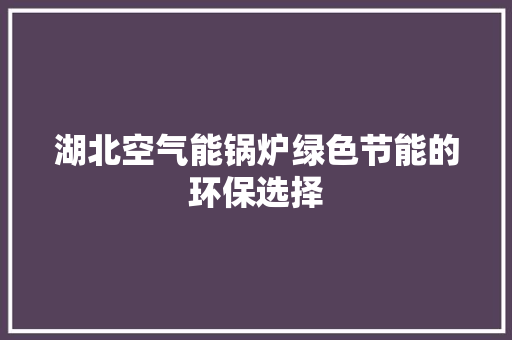 湖北空气能锅炉绿色节能的环保选择