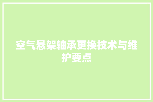 空气悬架轴承更换技术与维护要点