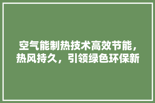空气能制热技术高效节能，热风持久，引领绿色环保新风尚