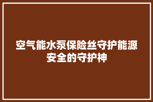 空气能水泵保险丝守护能源安全的守护神
