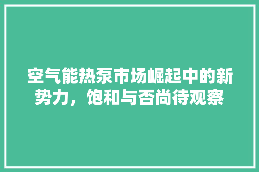 空气能热泵市场崛起中的新势力，饱和与否尚待观察