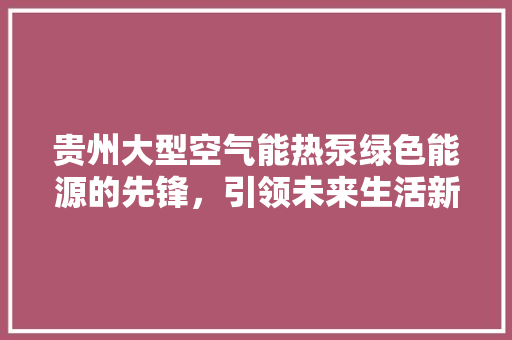 贵州大型空气能热泵绿色能源的先锋，引领未来生活新风尚 墙体维修