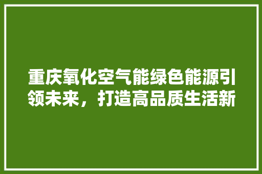 重庆氧化空气能绿色能源引领未来，打造高品质生活新篇章 综合便民