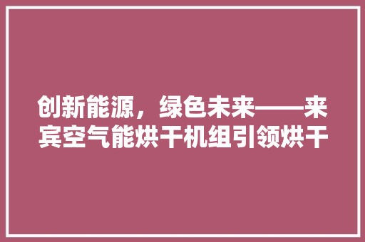 创新能源，绿色未来——来宾空气能烘干机组引领烘干行业新潮流 综合便民