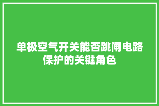 单极空气开关能否跳闸电路保护的关键角色