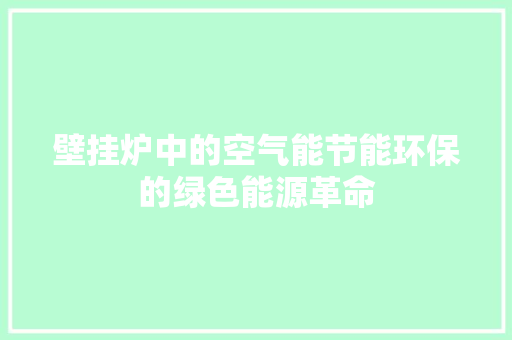 壁挂炉中的空气能节能环保的绿色能源革命