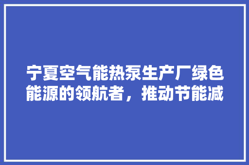 宁夏空气能热泵生产厂绿色能源的领航者，推动节能减排新篇章