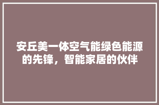 安丘美一体空气能绿色能源的先锋，智能家居的伙伴