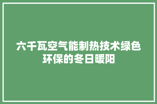 六千瓦空气能制热技术绿色环保的冬日暖阳 厨房维修