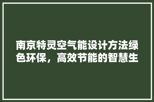 南京特灵空气能设计方法绿色环保，高效节能的智慧生活新篇章 厨房维修