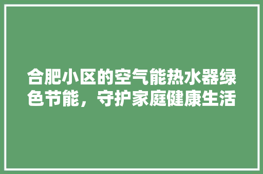 合肥小区的空气能热水器绿色节能，守护家庭健康生活 家电维修